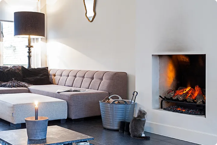 Wall mounted bioethanol fireplaces placed on the wall in modern interior