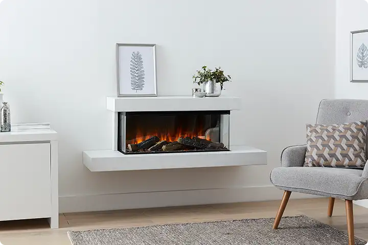 Wall mounted bioethanol fireplaces placed on the wall in modern interior
