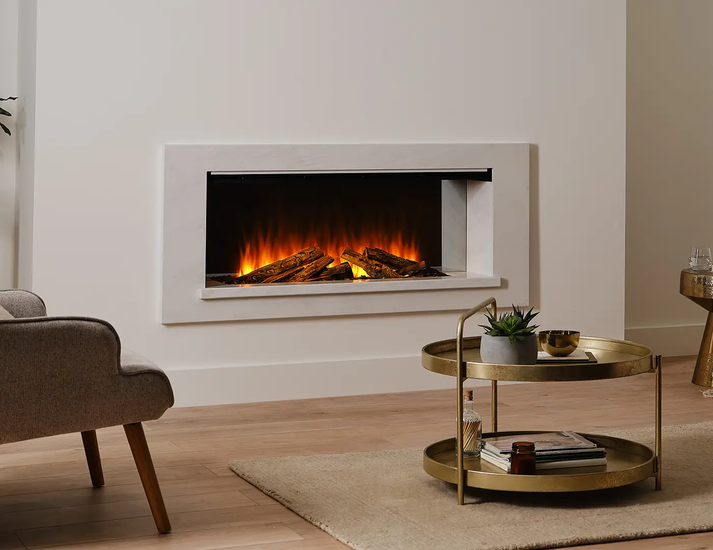 Partially Recessed Electric Fireplace