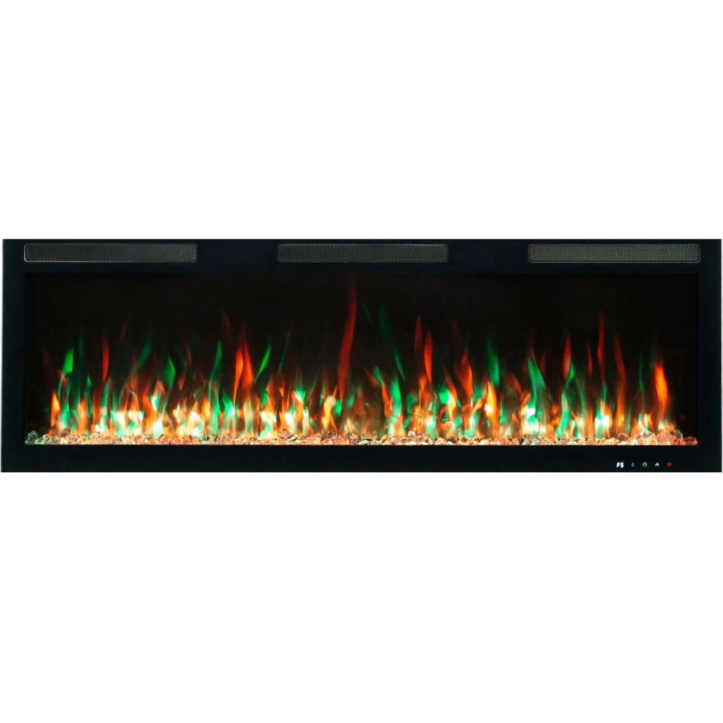 Aflamo Majestic PRO Elektrisk Pejs 152 cm (60\") – Vægmonteret eller Indbygget, LED Flamme, Sort Glas, App- & Stemmestyring