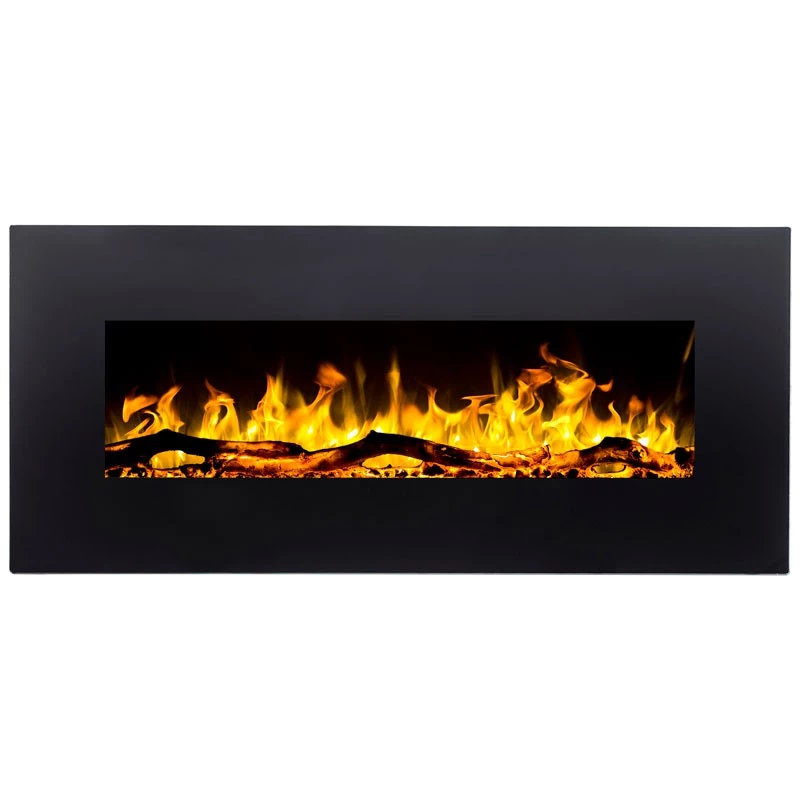 Aflamo Albion elektrisk pejs 91,5 cm – LED-flamme, vægmonteret eller indbygget, fjernbetjening, moderne sort finish
