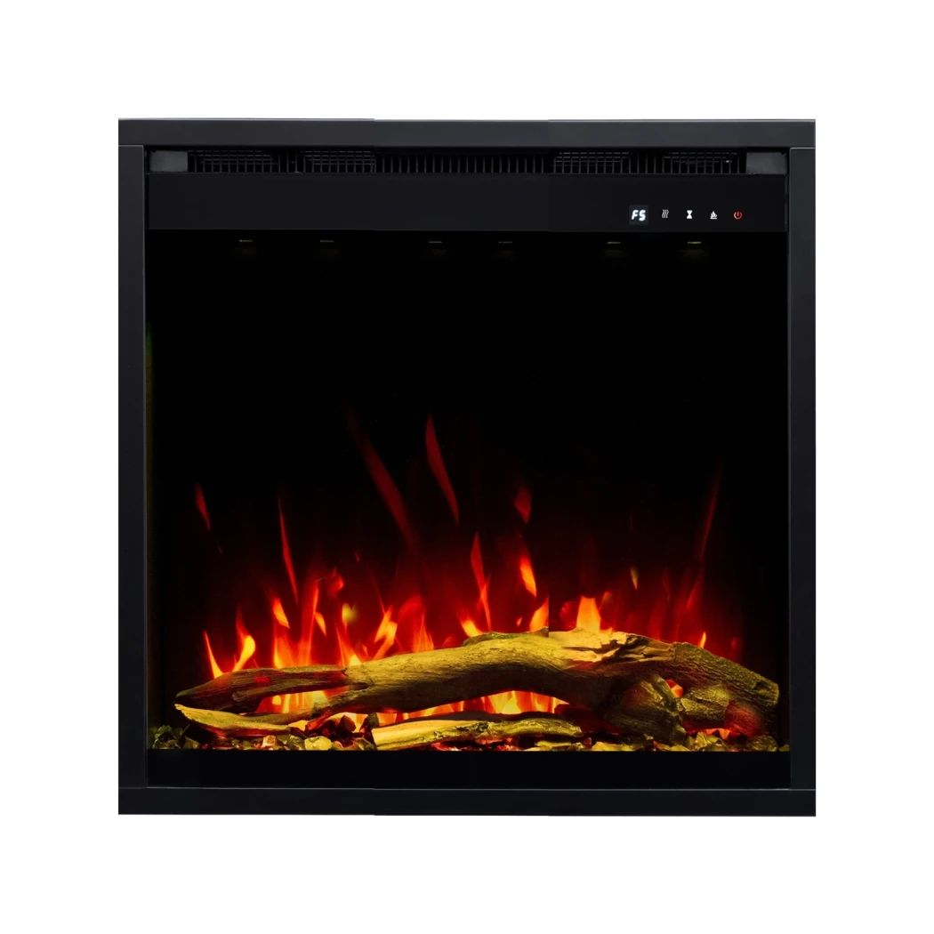 Aflamo 3D elektrisk pejseindsats 60 × 60 cm (24\") – Firkantet indbygning, LED flamme, flimrende glødebund, Smart app
