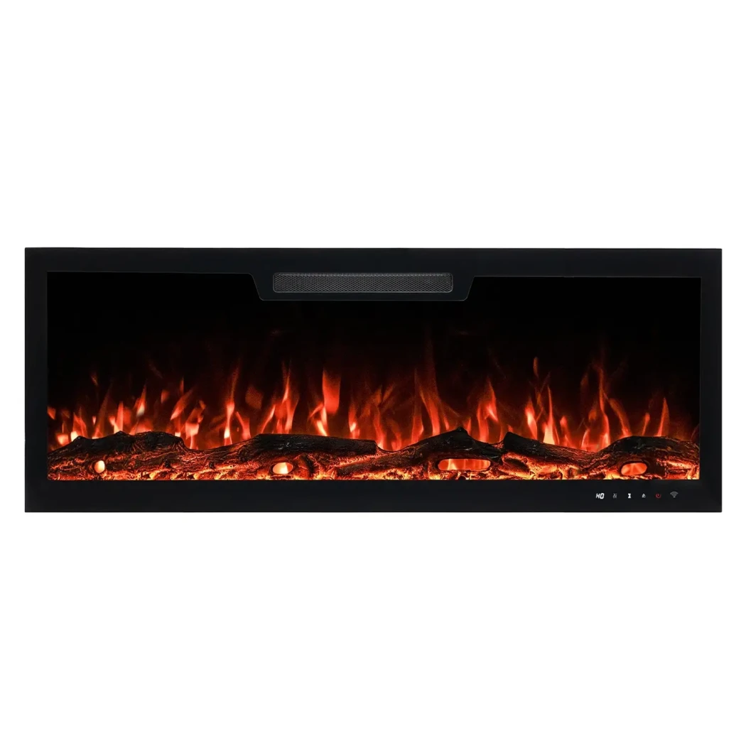 Aflamo Elite 107 cm elektrisk pejs | Indbygningselpejs med LED-flammer, app og fjernbetjening | optil 1,5 kW varme