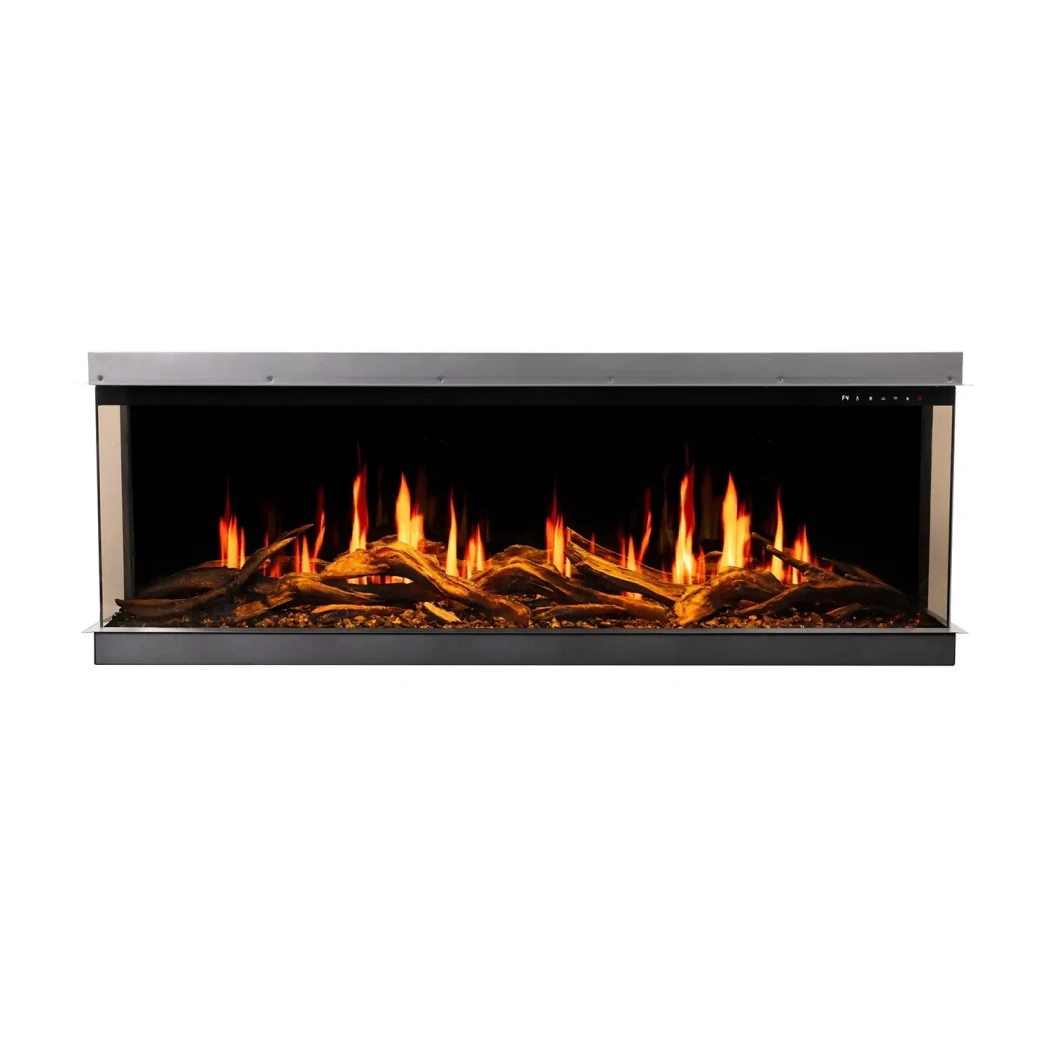 Aflamo Gold 132 cm elektrisk pejs til indbygning, 1-, 2- eller 3-sidet flammekig, realistiske LED-flammer, app & fjernbetjening, op til 2 kW varme