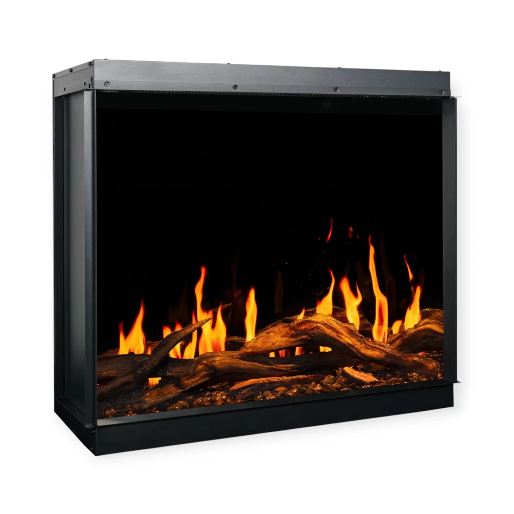 Aflamo Gold 74 cm elektrisk pejs – indbygning, realistiske LED-flammer, app & fjernbetjening, op til 2 kW varme