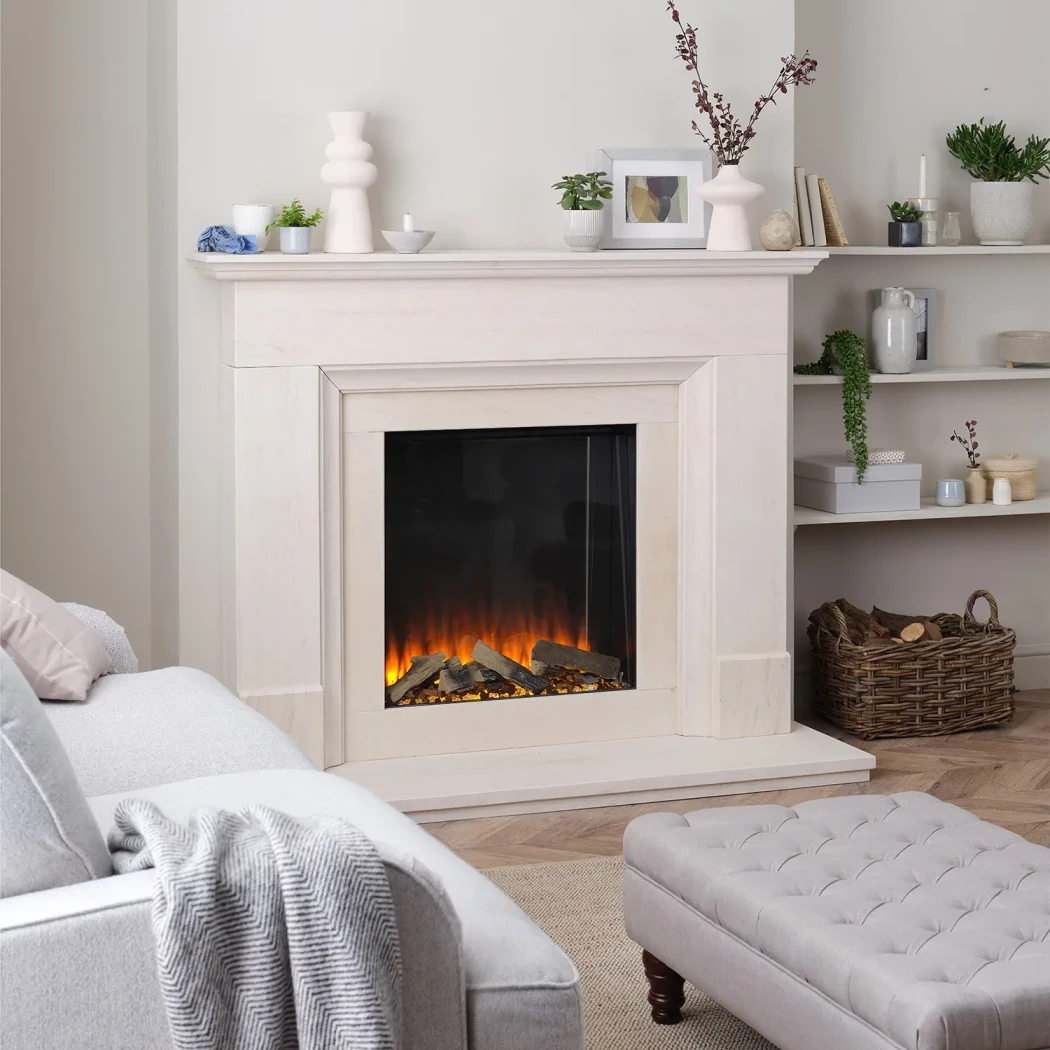 British Fires – New Forest 650sq Indbygget Elpejs indsats | Firkantet Design, 1500 W varmeeffekt og justerbar flammeeffekt