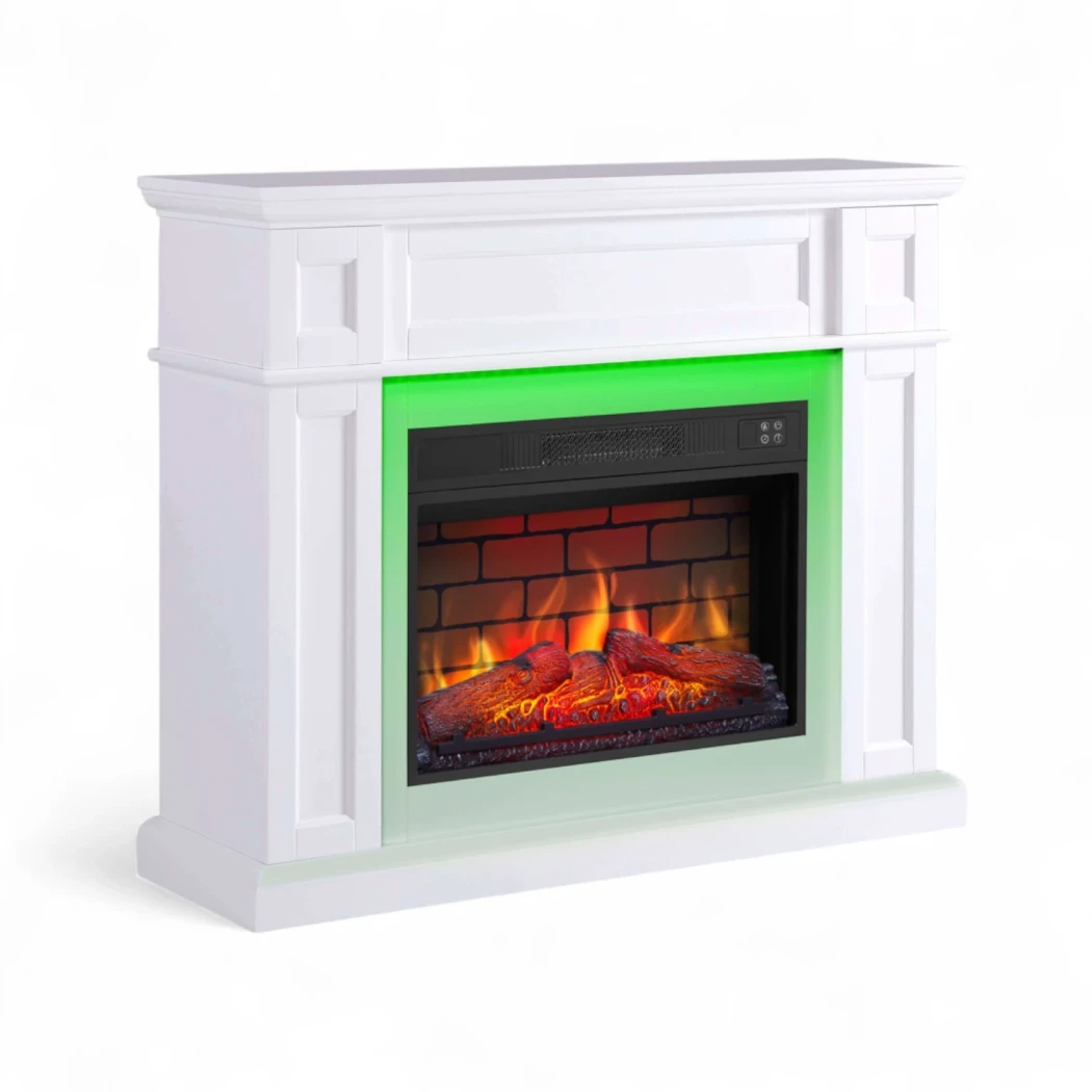 ArtiFlame Linz – Hvid Elektrisk Kaminpejs | LED stemningsbelysning (16 farver) | Vælg AF23S eller AF23BS | 1,8 kW