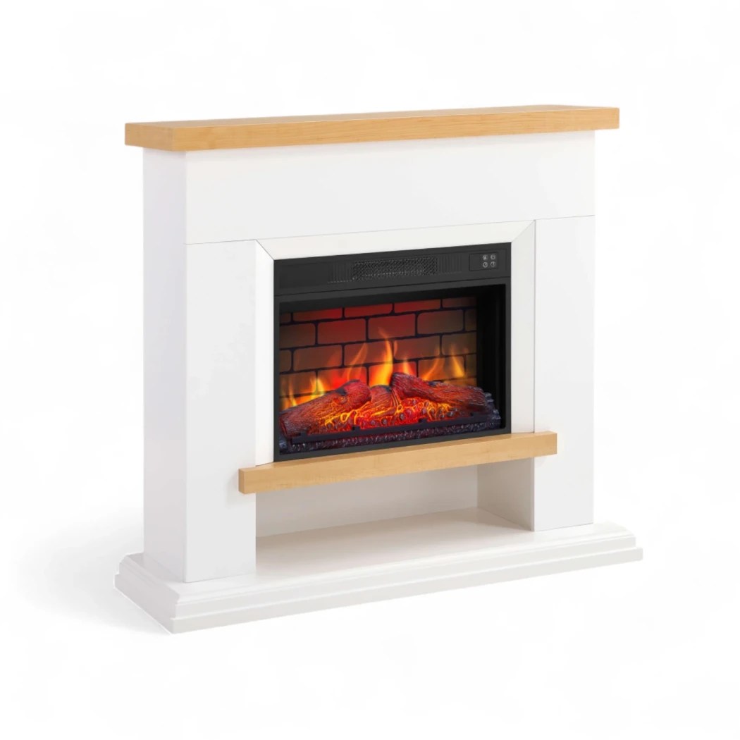 ArtiFlame Shelford – Hvid Elektrisk Kamin Pejs | 23" indsats | Vælg AF23S eller AF23BS (murstensbaggrund) | 1,8 kW, termostat, fjernbetjening
