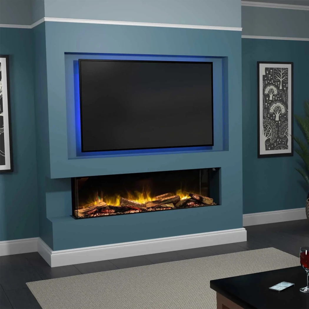 Flamerite Fires E-FX 1300 Elpejs til Indbygning | 3-Sidet Elektrisk Pejs med App