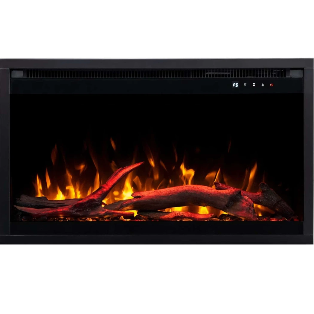Aflamo 3D elektrisk pejseindsats 60 cm (24\") – Indbygget, Flakkende Glødebund, LED Flamme, App Kontrol, 1500 W