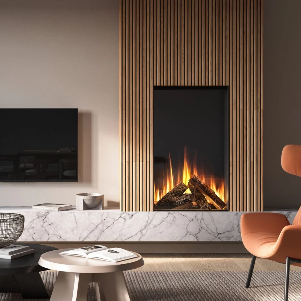 British Fires – Knightwood indbygget elektrisk pejs | Højt design, 1500 W varmeeffekt, prisvindende LED-flammeeffekt