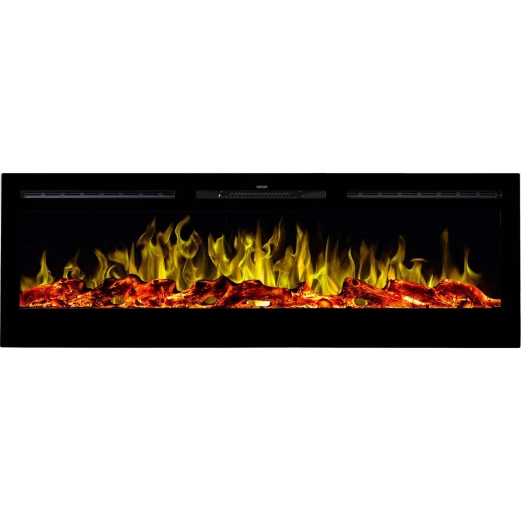 Aflamo Majestic elektrisk pejs 128 cm (50\") – Væghængt eller indbygget, LED-flamme, fjernbetjening, træstykker & krystaller, 1,5 kW