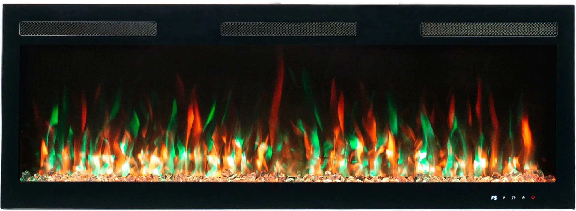 Aflamo Majestic PRO Elektrisk Pejs 183 cm - Indbygget eller Væghængt, Sort Glas, LED Flamme, Smart App, 1500 W