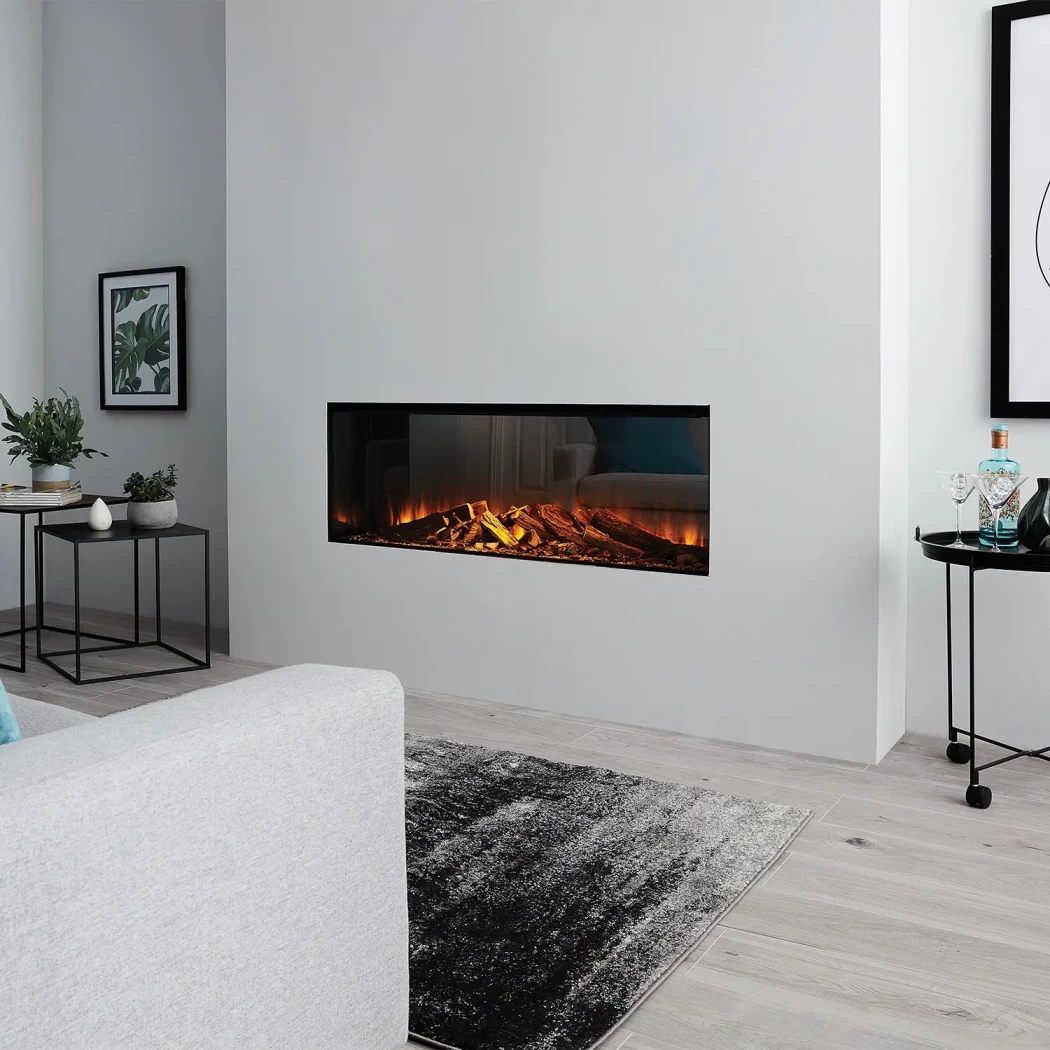 British Fires – New Forest 1200 Indbygget Elektrisk Pejs | Multisidet Design, 1500 W Varmeeffekt, Prisvindende LED Flammeeffekt