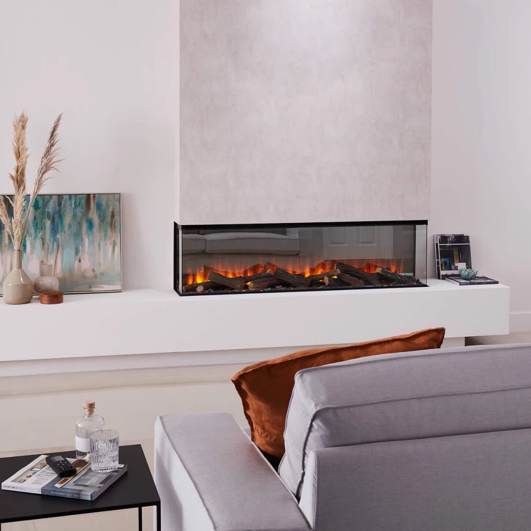 British Fires – New Forest 1600 Indbygget Elektrisk Pejs | Flersidet Design, 1500 W Varmeeffekt, Prisvindende LED Flammeeffekt