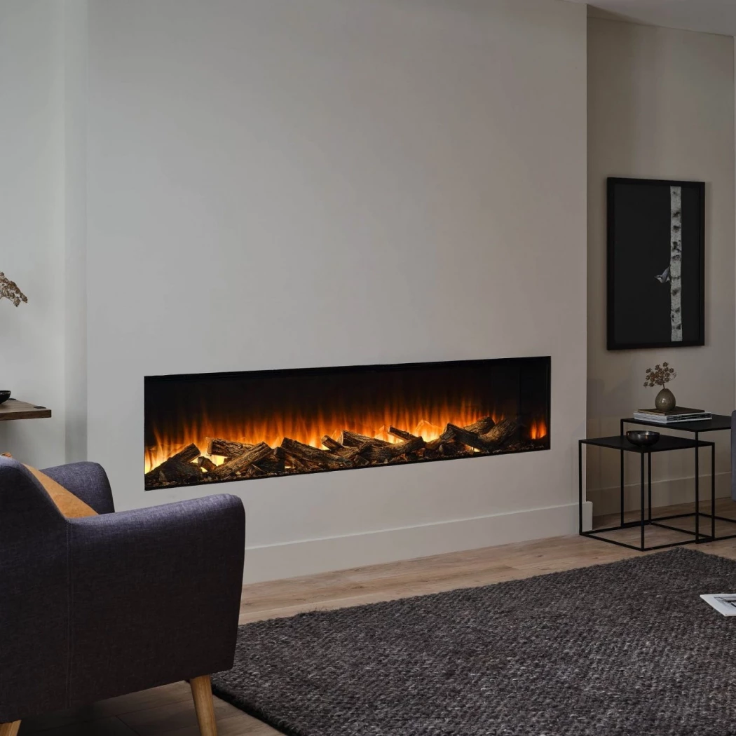 British Fires – New Forest 1900 Indbygget Elektrisk Pejs | Multi-sidet Design, 1500 W varmeeffekt, Prisvindende LED-Flammeeffekt
