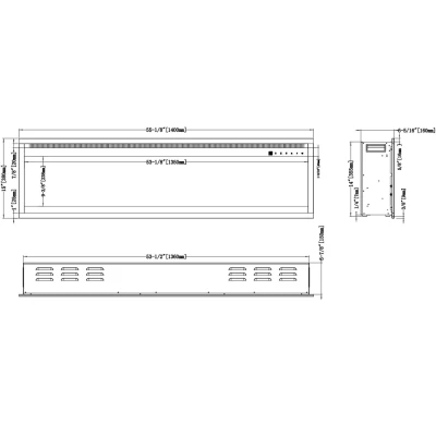 Kongelig Pro vægmonteret elektrisk pejs i 140 cm