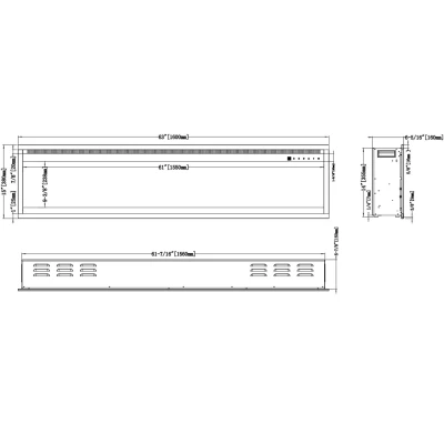 Aflamo Royal Pro 160 cm sort vægmonteret elektrisk pejs med LED-flammer