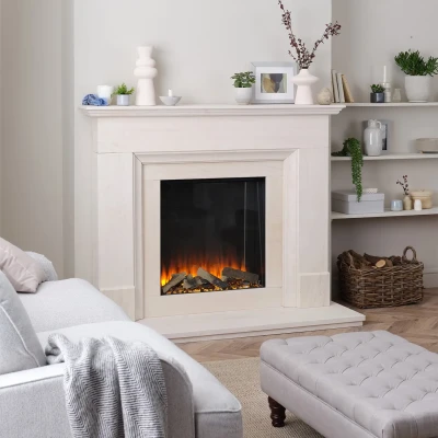 British Fires New Forest 650sq indbygget elektrisk pejs med kvadratisk design og flammeeffekt