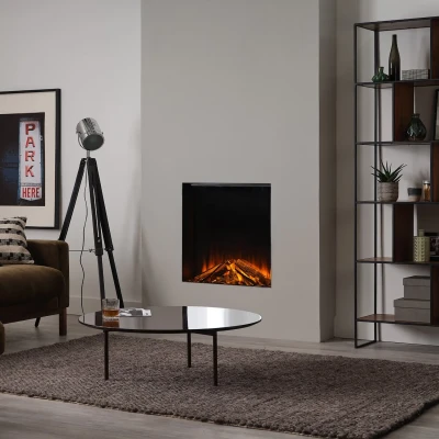 British Fires New Forest 650sq indbygget elektrisk pejs med kvadratisk design og flammeeffekt