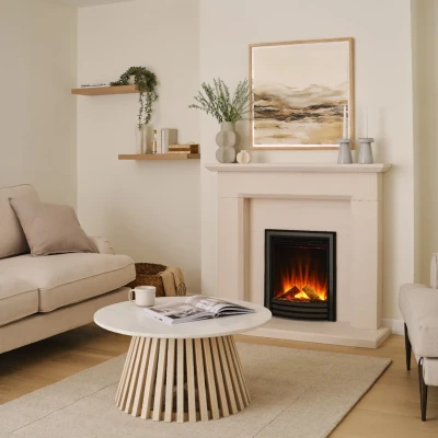 Sway Classic elektrisk pejs med sort/nikkel frontpanel – Indbygget elektrisk pejs