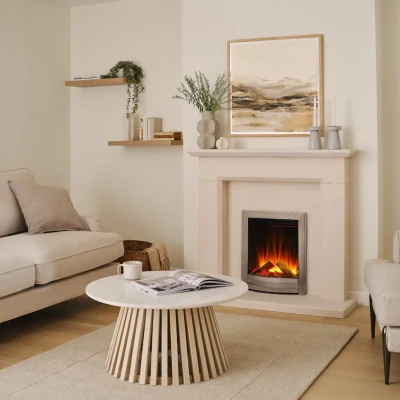 Sway Elegance Elektrisk Pejs med Krom og Nikkelforplade – Indbygget Elektrisk Pejs