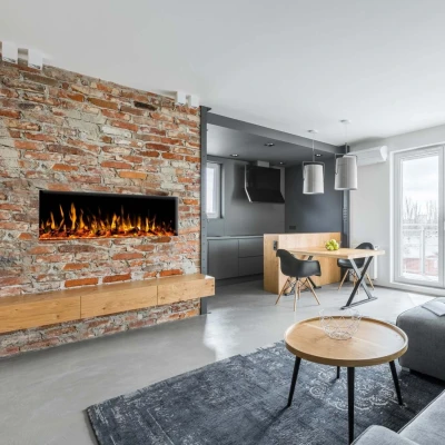 Aflamo Diamond 165 cm sort vægmonteret elektrisk pejs