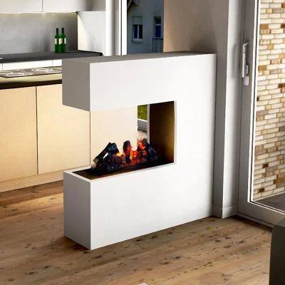 Schiller opti myst Glow Fire Glow Fire Schiller Hvid - OMC 600 | Fritstående vanddamp pejs, 120 cm x 120 cm x 38 cm