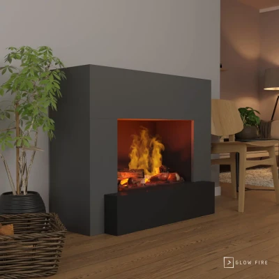 Glow Fire Hauptmann Grå - Fritstående Vanddamp Pejs | Køb Online Glow Fire Hauptmann Grå - OMC 600 | Fritstående vanddamp pejs, 90 cm x 110 cm x 45 cm