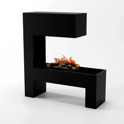Mozart hybrid pejs i sort Glow Fire Mozart Sort - OMC 600 | Fritstående Vanddamp Pejs, 120 cm x 110 cm x 35 cm