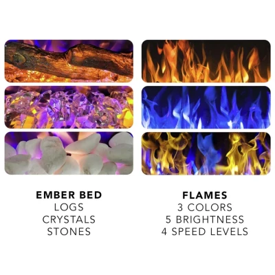 Aflamo Pride Slim 115 cm sort vægmonteret elektrisk pejs