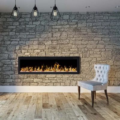 Royal 60 tommer vægmonteret elektrisk pejs med LED-flammer og dekorative krystaller/træstammer