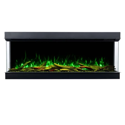 Stadhamton 3D sort elektrisk 3-sidet indbygningspejs med app- og fjernbetjening