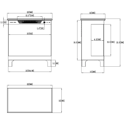 Aflamo Tower 3D 56 cm sort fritstående elektrisk pejs med 3 sider