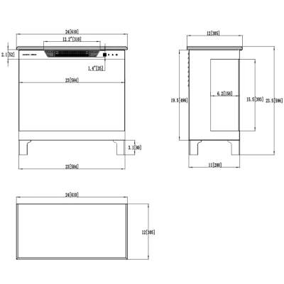 Aflamo Tower 3D 61 cm sort 3-sidet fritstående elektrisk pejs