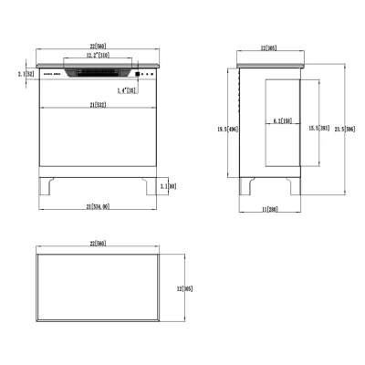 Aflamo Tower + Stand 56 cm sort 3-sidet fritstående elektrisk pejs
