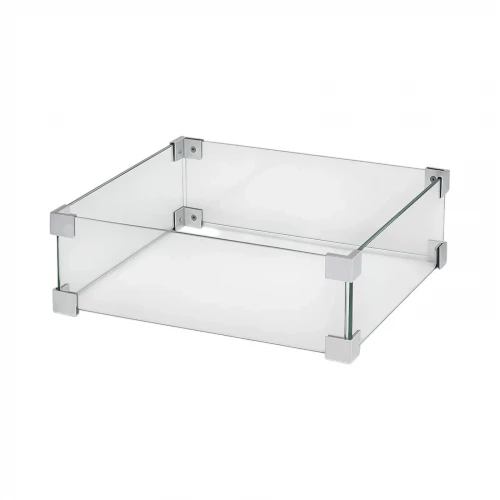 Sikkerhedsglas til kvadratisk 40 x 40 cm gasbrænder – inkl. beslag Sikkerhedsglas i 5 mm hærdet glas til gasbrænder 40 x 40 cm – med beslag