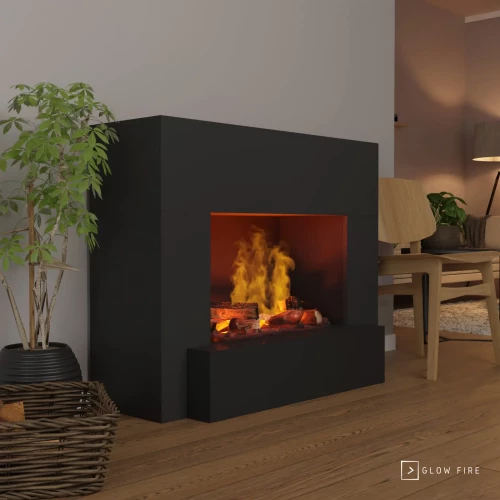 Glow Fire Hauptmann Sort - OMC 600 | Fritstående Vanddamp Pejs Glow Fire Hauptmann Sort - OMC 600 | Fritstående Vanddamp Pejs, 90 cm x 110 cm x 45 cm