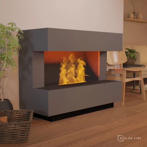Kant Grå - OMC 600 Vanddamppejs | Køb nu Kant Grå - OMC 600 Fritstående Vanddamp Pejs fra Glow Fire – Realistisk Flammeeffekt, Ingen Varme, Grå Design