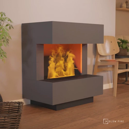 Glow Fire Kleist Grå - OMC 600 | Fritstående Vanddamppejs Køb Online Glow Fire Kleist Grey - OMC 600 | Fritstående Vanddamppejs – Grå, 90 cm x 50 cm x 80 cm