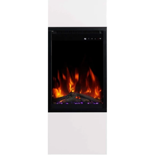Milano 40 Hvid Fritstående Elpejs – App-styret | Køb her Milano 40 fritstående elpejs i hvid med app-styring og LED-flammer