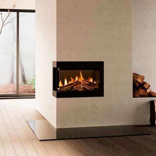 British Fires Ashlett Insert Black Edition indbygget elektrisk pejs med Deluxe Real Logs