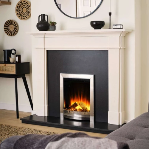 Indbygget Sway Elegance el-pejs – front i krom/børstet stål med LED flammeeffekt Sway Elegance el-pejs med front i krom og børstet stål – elektrisk vægpejs