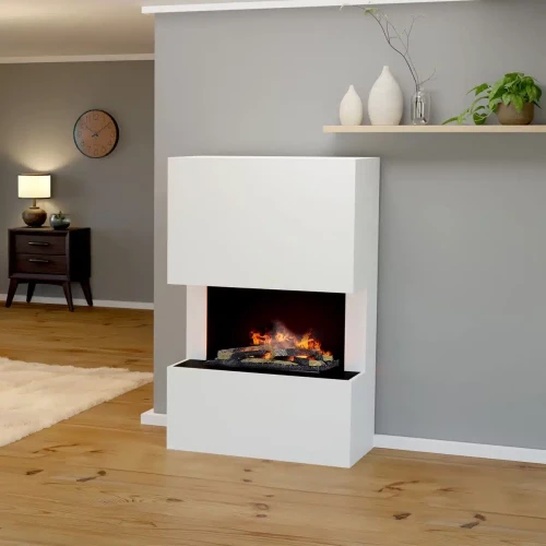 Glow Fire Fallada Hybridpejs – Hvid | Fjernbetjent vanddamppejs Glow Fire Fallada hybridpejs i hvid – fritstående vanddamp pejs med fjernbetjening