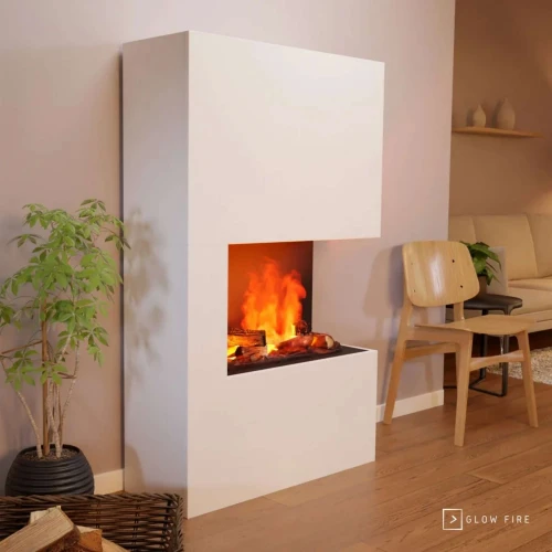 Glow Fire Tucholsky Hjørne Hvid - Vanddamp Pejs Køb Online Glød Ild Tucholsky Venstre Hjørne Hvid - OMC 600 | Fritstående Vanddamp Pejs, Hvid, 91 cm x 150 cm x 35 cm