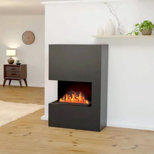 Glow Fire Tucholsky Hjørne Grå - Køb Vanddamp Pejs Online Glow Fire Tucholsky Højre Hjørne Grå - OMC 600 | Fritstående Vanddamp Pejs, Grå, 91 cm x 150 cm x 35 cm