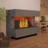 Kant Grå - OMC 600 Fritstående Vanddamp Pejs fra Glow Fire – Realistisk Flammeeffekt, Ingen Varme, Grå Design