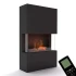 Glow Fire Tucholsky 3-sidet Sort - OMC 600 | Fritstående Vanddamp Pejs, Sort, 91 cm x 150 cm x 35 cm