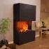 Glow Fire Tucholsky 3-sidet Sort - OMC 600 | Fritstående Vanddamp Pejs, Sort, 91 cm x 150 cm x 35 cm