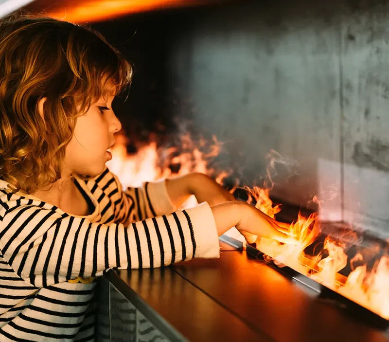 Optimyst vanddamp pejs med flammeeffekter af vandstøv